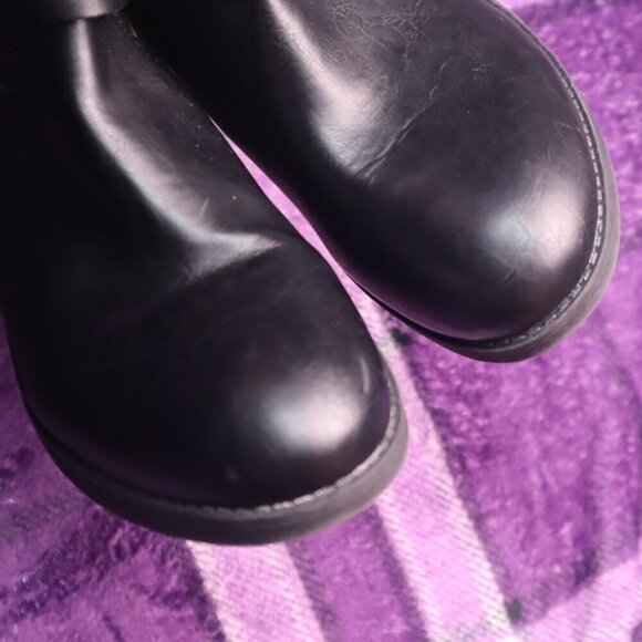 BLACK BUCKLE RIDING BOOTS 7.5 Style & Co Nadine Classic Fall Gothic Calf Office - Picture 7 of 11